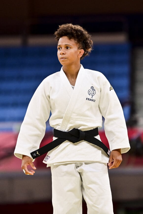 Amandine Buchard, judokate concourant dans la catégorie femmes de moins de 52kg au Nippon Budokan. Tokyo, le 25 juillet 2021.