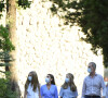 Le roi Felipe VI, la reine Letizia, et leurs filles la princesse Leonor et la princesse Sofia d'Espagne - La famille royale d'Espagne en visite à la Sierra de Tramuntana et au sanctuaire Lluc lors de leurs vacances à Majorque. Le 4 août 2021
