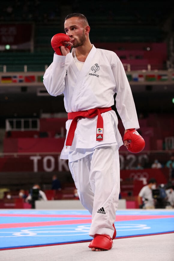 Le français Steven Da Costa champion olympique de karaté aux Jeux Olympiques de Tokyo 2020, au Nippon Budokan à Tokyo, Japon, le 5 août 2021. © Mickael Chavet/Zuma Press/Bestimage