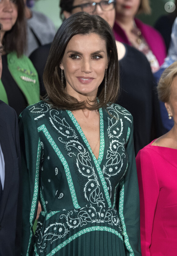 La reine Letizia d'Espagne assiste au sommet "The voice of the Rural Women in the World" à Madrid le 13 décembre 2018.