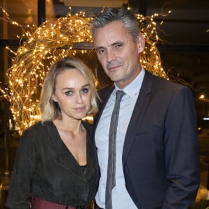 Exclusif - Cécile de Ménibus et son compagnon Thierry Tourault - People au dîner "Shortcut Secret Christmas Dinner" à la brasserie Lutetia à Paris, le 17 décembre 2019. © Olivier Borde/Bestimage 