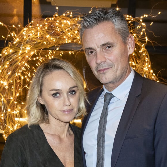 Exclusif - Cécile de Ménibus et son compagnon Thierry Tourault - People au dîner "Shortcut Secret Christmas Dinner" à la brasserie Lutetia à Paris, le 17 décembre 2019. © Olivier Borde/Bestimage