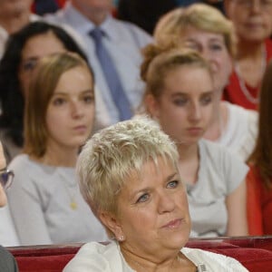 Mimie Mathy et ses parents Marcel et Roberte - Enregistrement de l'emission "Vivement Dimanche" a Paris le 2 octobre 2013.