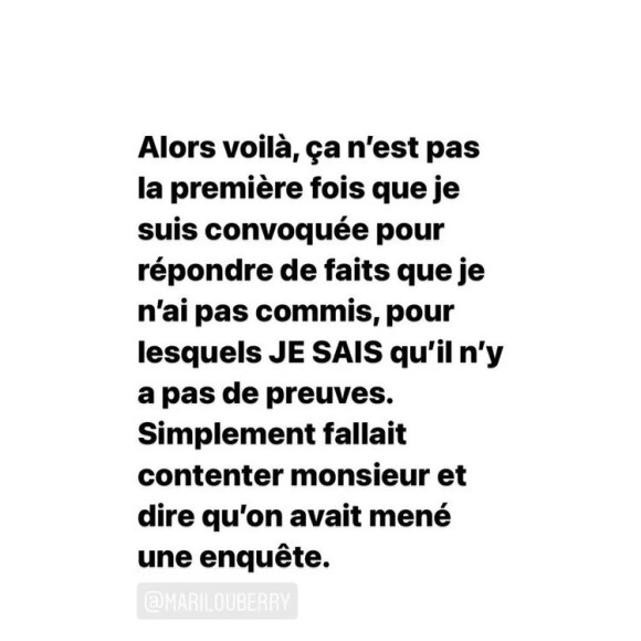 Marilou Berry continue de soutenir sa cousine Coline Berry-Rojtman en relayant le message d'une activiste sur Instagram, le 31 août 2021.