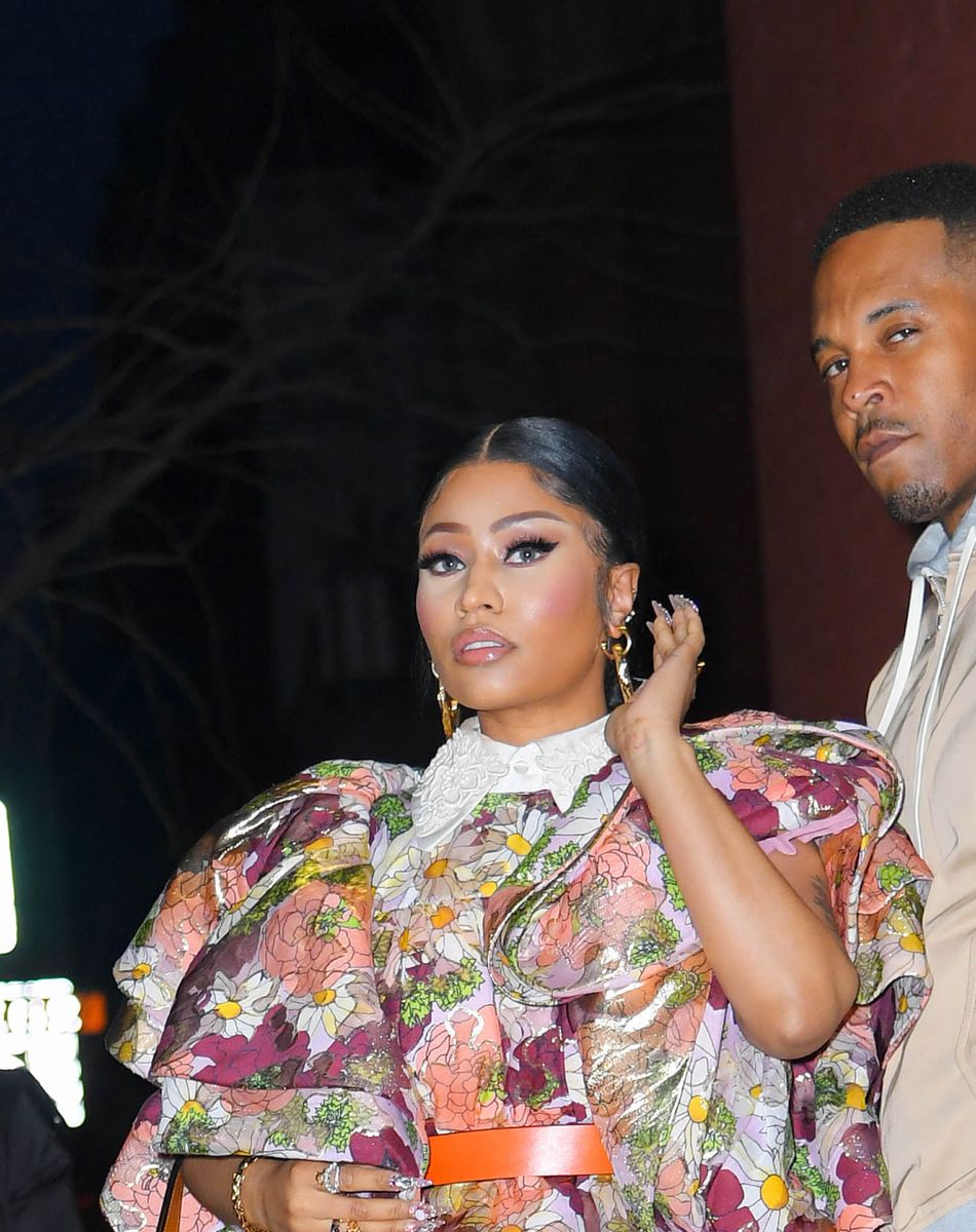 Nicki Minaj et son mari Kenny Petty font un passage au défilé Marc Jacobs lors de la fashion week à New York le 12 février 2020.