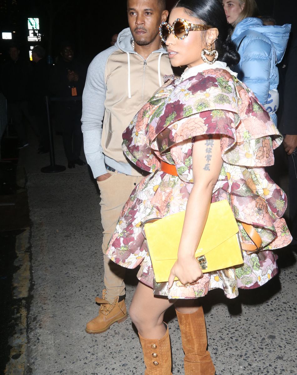 Nicki Minaj et son mari Kenneth Petty arrivent au défilé de Marc Jacobs lors de la New York Fashion Week (NYFW), le 12 février 2020.