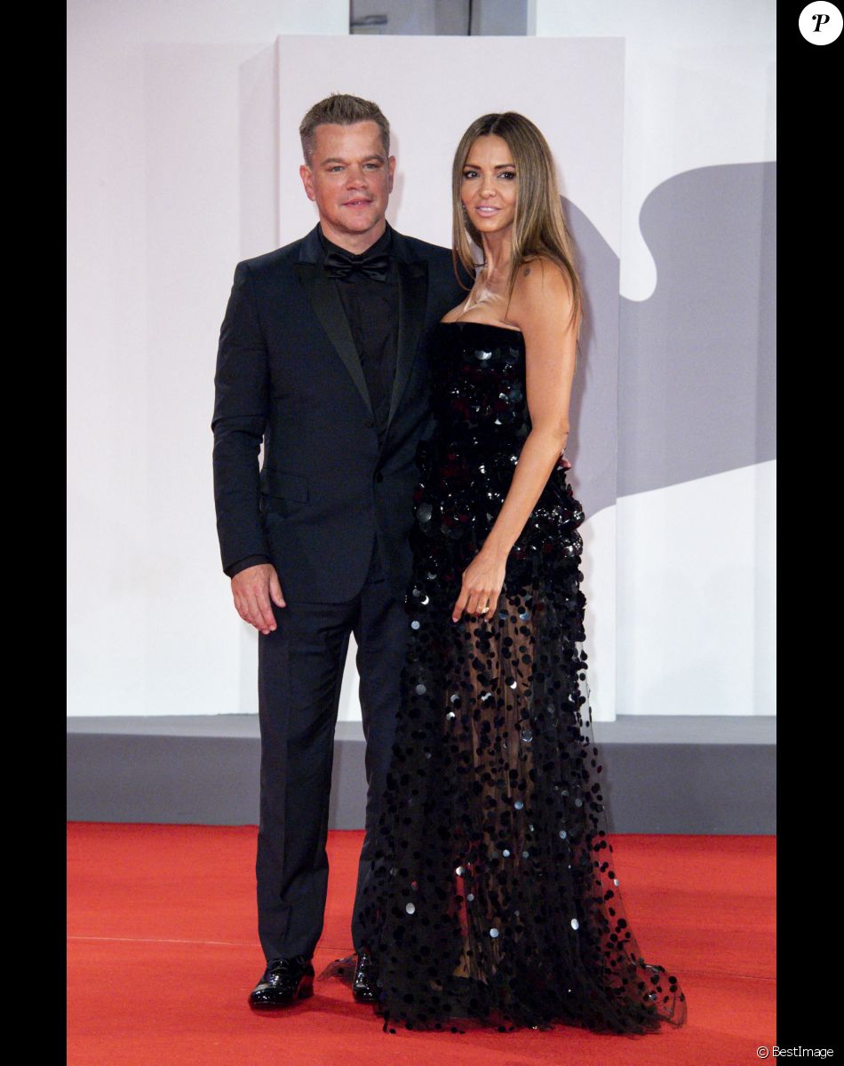 Matt Damon, Luciana Barroso - Première de "The Last Duel" lors du festival international du film de Venise (La Mostra), le 10 septembre 2021.