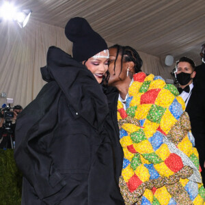 Rihanna et son compagnon ASAP Rocky - Soirée du Met Gala (Met Ball) 2021 "Celebrating In America: A Lexicon Of Fashion" au Metropolitan Museum of Art à New York, le 13 septembre 2021.