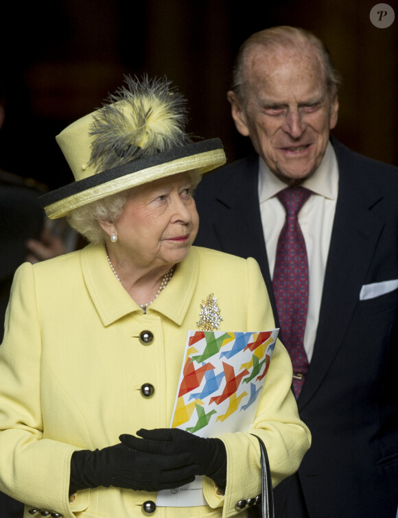 La reine Elisabeth II d'Angleterre et le prince Philip, duc d'Edimbourg sortent de la messe des jeux du Commonwealth à l'Abbaye de Westminster à Londres, Royaume Uni, le 13 mars 2017. 