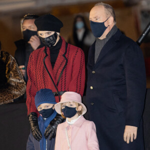 Le prince Albert II de Monaco, sa femme la princesse Charlene et leurs enfants le prince héréditaire Jacques et la princesse Gabriella durant la célébration de la Sainte Dévote, Sainte patronne de Monaco, à Monaco le 26 janvier 2021. © Olivier Huitel / Pool Monaco /Bestimage
