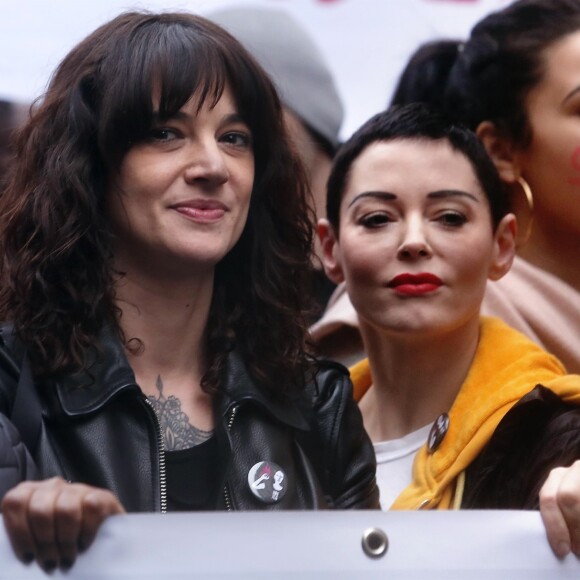 Les actrices Asia Argento et Rose McGowan - Marche "Women's WeToo WeToogether" pour la journée internationale des droits des femmes à Rome. Le 8 mars 2018