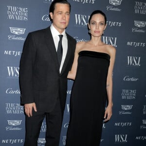 Brad Pitt et sa femme Angelina Jolie à la soirée 'WSJ. Magazine 2015 Innovator' à New York, le 4 novembre 2015