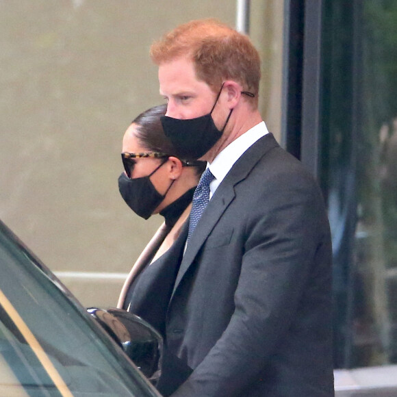 Le prince Harry et Meghan Markle quittent le 50 United Nations Plaza à New York, le 23 septembre 2021.