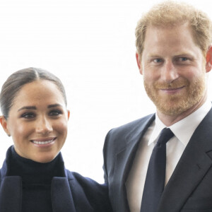 Le prince Harry et sa femme Meghan Markle visitent le One World Trade Center à New York, le 23 septembre 2021.