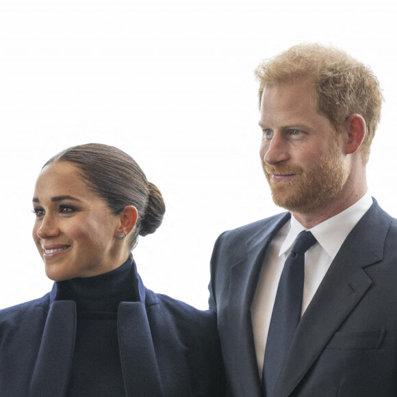 Le prince Harry et sa femme Meghan Markle visitent le One World Trade Center à New York, le 23 septembre 2021.