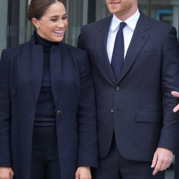 Le prince Harry et sa femme Meghan Markle visitent le One World Trade Center à New York, le 23 septembre 2021. © Sonia Moskowitz Gordon/Zuma Press/Bestimage