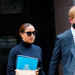 Le prince Harry, duc de Sussex, et sa femme Meghan Markle ont été aperçus dans les rues de New York, le 23 septembre 2021.