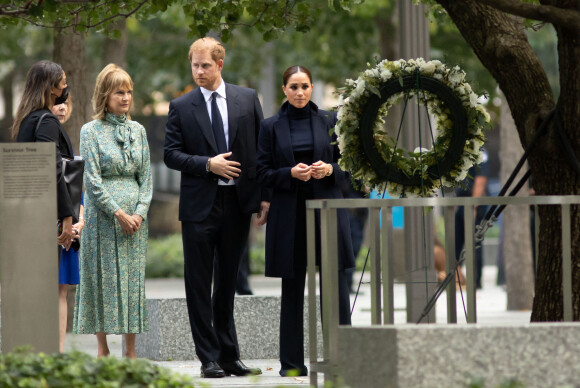 Le prince Harry, duc de Sussex, et Meghan Markle, duchesse de Sussex, à leur arrivée au Mémorial du 11 septembre et au One World Trade Center à New York. Le 23 septembre 2021