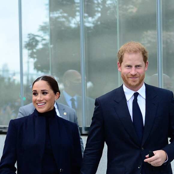 Le prince Harry, duc de Sussex, et sa femme Meghan Markle visitent le One World Trade Center à New York City, New York, etats-Unis, le 23 septembre 2021.