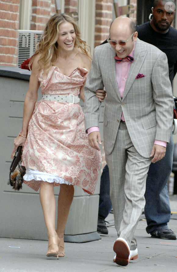 Sarah Jessica Parker et Willie Garson sur le tournage du film "Sex and The City" à New York en 2007. 