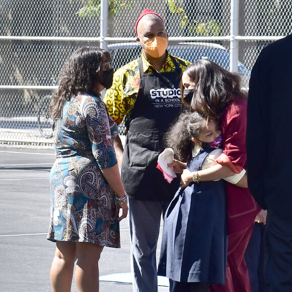 Le prince Harry, duc de Sussex et Meghan Markle ont visité l'école primaire P.S. 123 Mahalia Jackson d'Harlem avant d'aller déjeuner au restaurant Melba's à New York, le 24 septembre 2021.