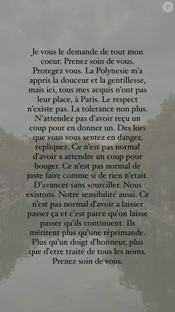 Vaimalama Chaves agressée par 15 hommes à Paris : les yeux enflés, elle témoigne