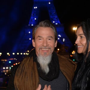 Exclusif - Florent Pagny et sa femme Azucena Caman - Backstage du concert anniversaire des 130 ans de la Tour Eiffel à Paris, qui sera diffusé le 26 octobre sur France 2. Le 2 octobre 2019. © Perusseau-Veeren/ Bestimage