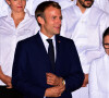 Le président Emmanuel Macron au Cocktail du dîner des grands chefs à la préfecture du Rhône à Lyon en marge du concours Bocuse d'Or et du salon Sirha 2021 le 26 septembre 2021. © Romain Doucelin / Bestimage