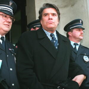 Bernard Tapie lors du procès OM/Valenciennes, à Valenciennes, le 25 mars 1995.