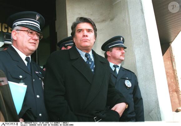 Bernard Tapie lors du procès OM/Valenciennes, à Valenciennes, le 25 mars 1995.