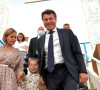 Christian Estrosi (le maire de Nice) et sa femme Laura Tenoudji Estrosi avec leur fille Bianca.