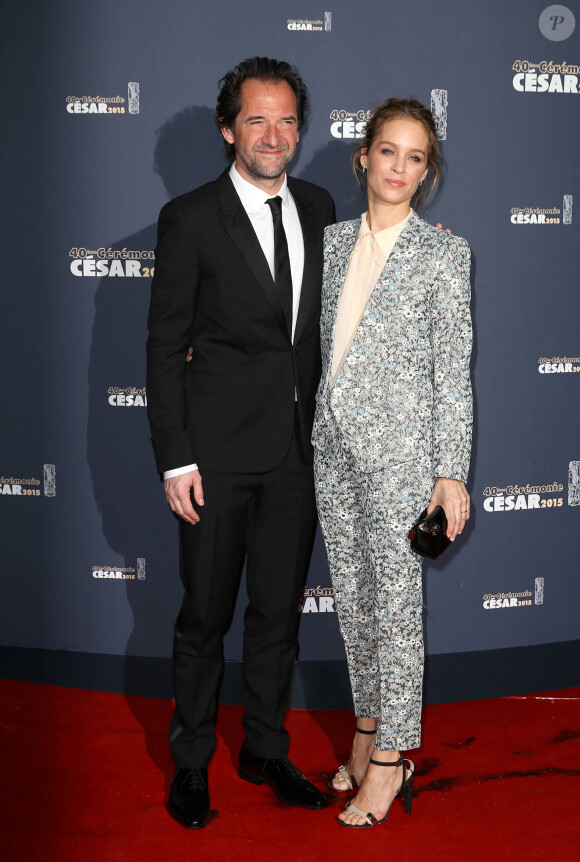 Stéphane De Groodt et sa femme Odile d'Oultremont - Photocall de la 40ème cérémonie des César au théâtre du Châtelet à Paris. Le 20 février 2015