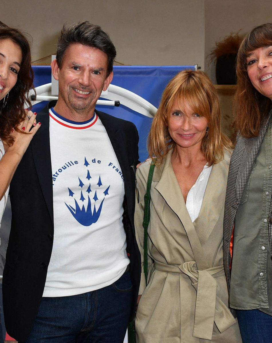 Laurie Cholewa, Christophe Gaigneux (Directeur général de Damart), Axelle Lafont, Sandrine Quétier - Damart lance une collection capsule avec YUJ (1ère marque de vêtements de yoga Française éco-responsable) à Paris le 12 octobre 2021.© Veeren/Bestimage