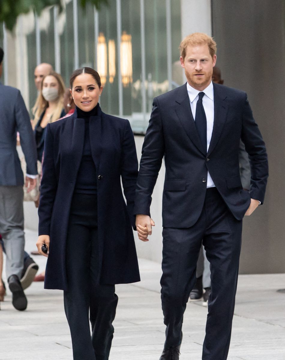 Le prince Harry, duc de Sussex, et Meghan Markle, duchesse de Sussex, à leur arrivée au Mémorial du 11 septembre et au One World Trade Center à New York. Le 23 septembre 2021