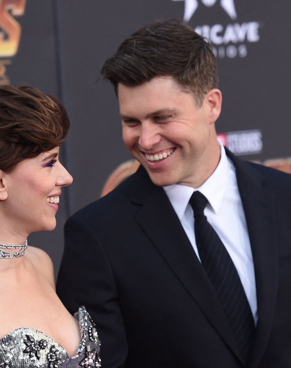 Scarlett Johansson et son compagnon Colin Jost - Première de "Avengers: Infinity War" au théâtre El Capitan à Hollywood, le 23 avril 2018. © Chris Delmas/Bestimage