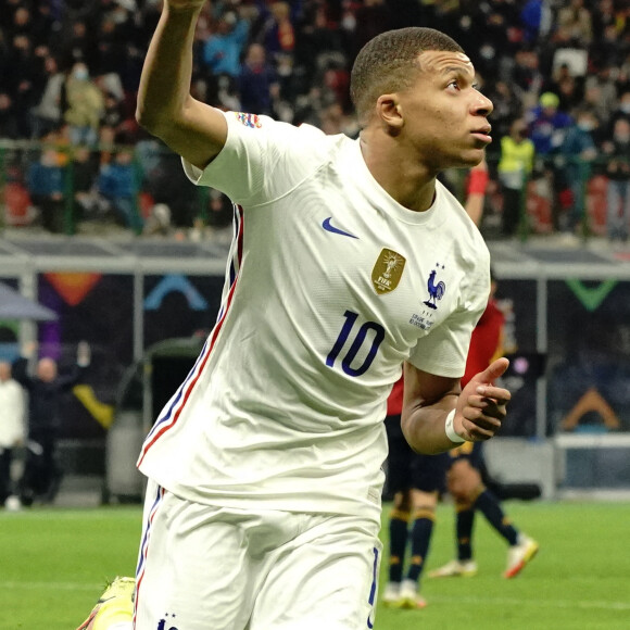 Kylian MBappe (France) - Football: La France remporte la coupe de la Ligue des Nations en battant l'Espagne 2 buts à 1 à Milan le 10 octobre 2021. © Norbert Scanella/Panoramic/Bestimage