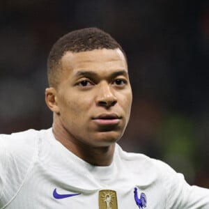 Kylian Mbappé - Football: La France remporte la coupe de la Ligue des Nations en battant l'Espagne 2 buts à 1 à Milan le 10 octobre 2021.
