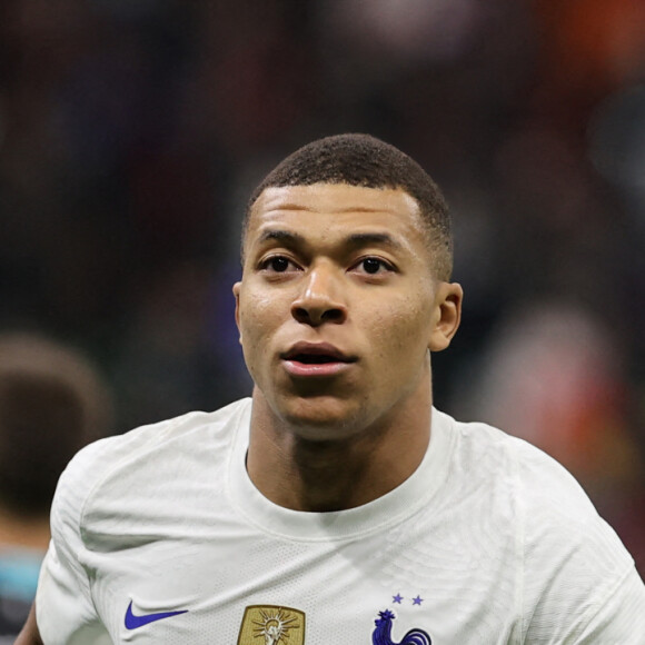 Kylian Mbappé - Football: La France remporte la coupe de la Ligue des Nations en battant l'Espagne 2 buts à 1 à Milan le 10 octobre 2021.