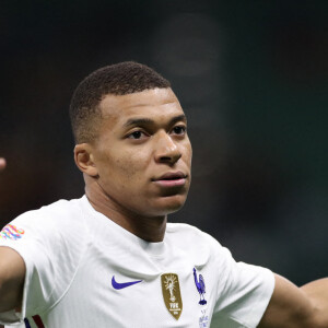 Kylian Mbappé - Football: La France remporte la coupe de la Ligue des Nations en battant l'Espagne 2 buts à 1 à Milan le 10 octobre 2021.