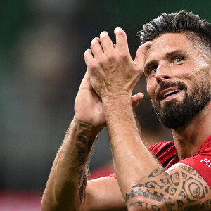 Olivier Giroud - Olivier Giroud marque un doublé lors de son premier match au Milan AC contre Cagliari (4-1) tandis que l'ancien gardien de but du Losc, Mike Maignan a bien défendu la cage de son nouveau club. Milan. Le 29 août 2021.