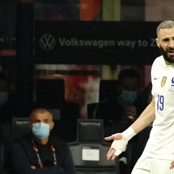 Karim Benzema (France) - Football: La France remporte la coupe de la Ligue des Nations en battant l'Espagne 2 buts à 1 à Milan le 10 octobre 2021. © Norbert Scanella/Panoramic/Bestimage