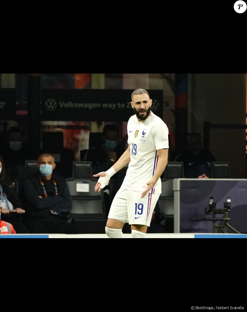 Karim Benzema (France) - Football: La France remporte la coupe de la Ligue des Nations en battant l'Espagne 2 buts à 1 à Milan le 10 octobre 2021. © Norbert Scanella/Panoramic/Bestimage