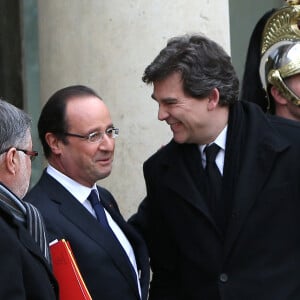 François Hollande et Arnaud Montebourg - Premier conseil des ministres 2013 au Palais de l'Elysée à Paris. Le 3 janvier 2013