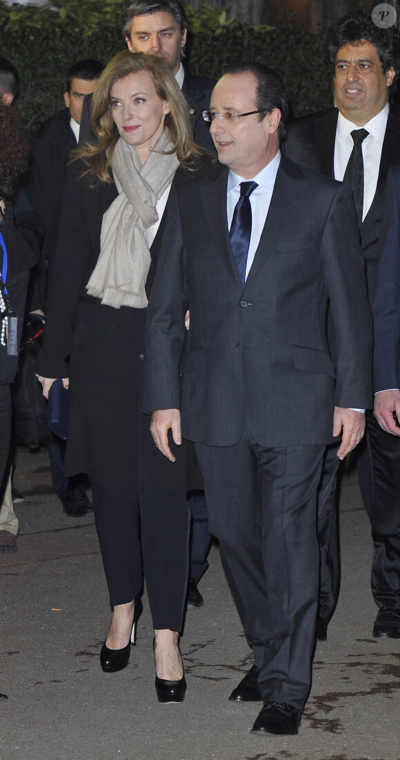 François Hollande et Valérie Trierweiler - 28eme dîner annuel du conseil représentatif des institutions juives de France (Crif) au Pavillon d'Armenonville à Paris le 20 mars 2013.