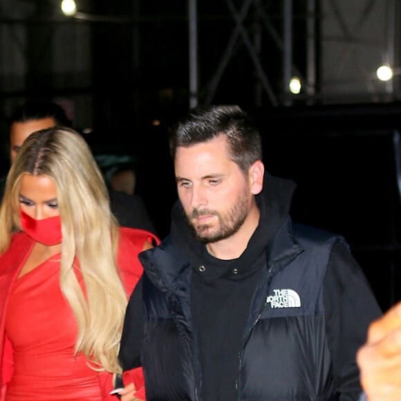 Khloe Kardashian, Scott Disick - Arrivée des people à l'after party de l'émission "Saturday Night Live" (SNL) au club Zero Bond à New York, le 9 octobre 2021.