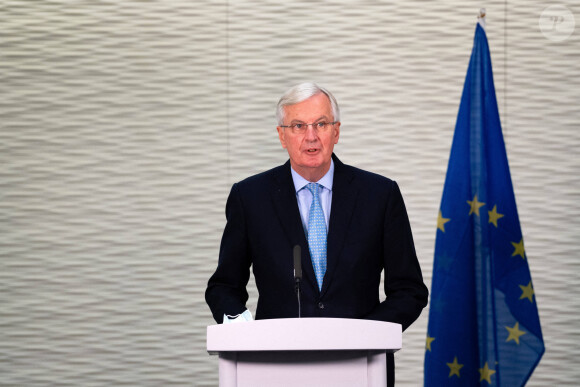 Michel Barnier en conférence de presse, négociateur en chef de l'Union européenne pour les relations avec le Royaume-Uni. Le 23 juillet 2020 © Imago / Panoramic / Bestimage
