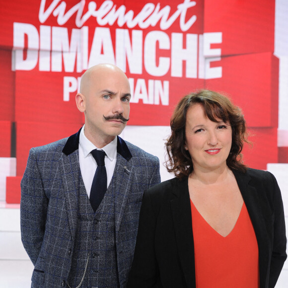 Exclusif - Viktor Vincent et Anne Roumanoff - Enregistrement de l'émission "Vivement Dimanche prochain" présentée par M.Drucker et diffusée le 31 octobre sur France 2. Le 27 octobre 2021 © Guillaume Gaffiot / Bestimage 