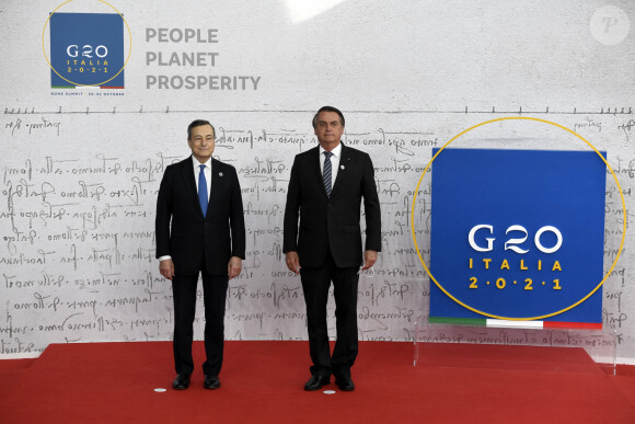 Mario Draghi, Jair Bolsonaro - Sommet du G20 à Rome en Italie le 30 octobre 2021