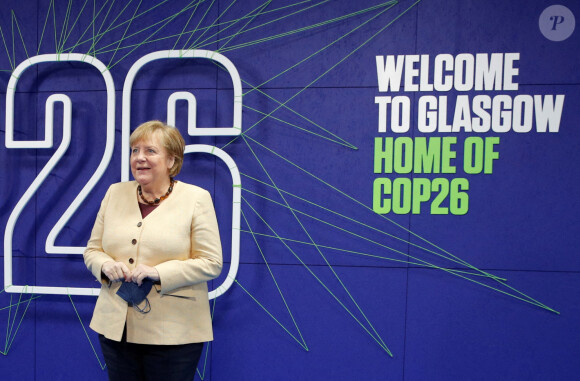 La Chancelière allemande, Angela Merkel - Les leaders mondiaux se réunissent à la conférence sur le climat, Cop26 à Glasgow (1er - 12 novembre 2021). Le 1er novembre 2021.