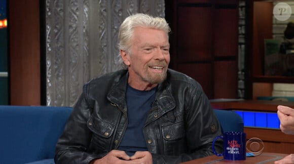 Richard Branson pendant l'émission télévisée "The Late Show" après son voyage dans l'espace à bord du vaisseau VSS Unity Virgin Galactic.